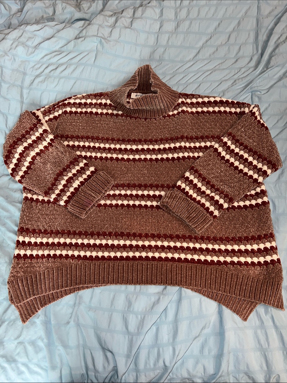 Striped Chunky Knit Sweater - Brown & Cream